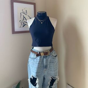 American Apparel Cropped Sleeveless Turtle Neck